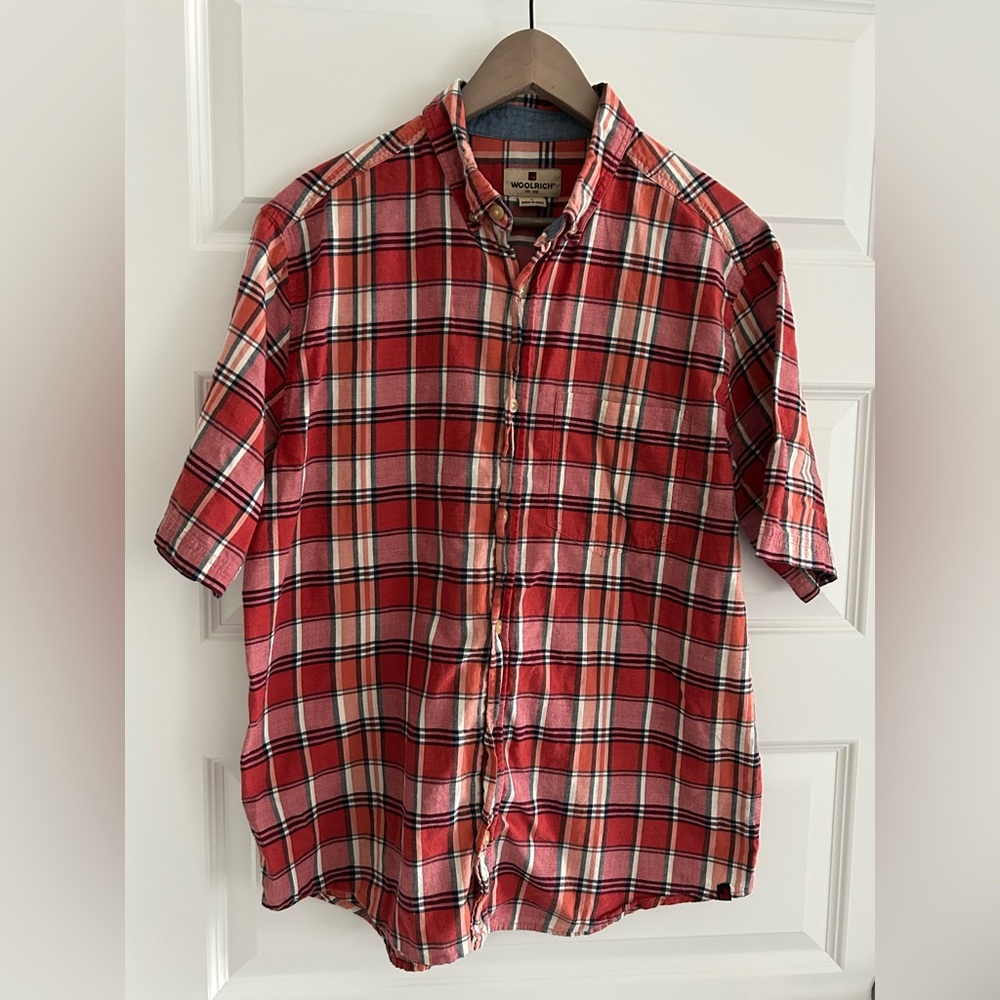 Woolrich Men’s Plaid Shirt Red Blue Size L